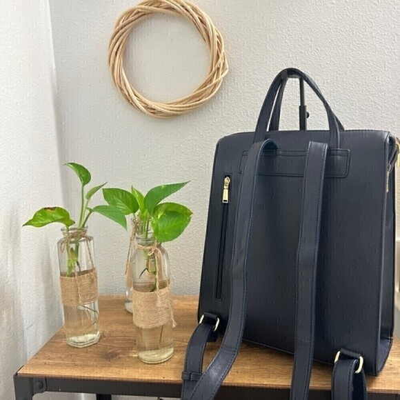 McLanee  Navy Leather Backpack main image 7